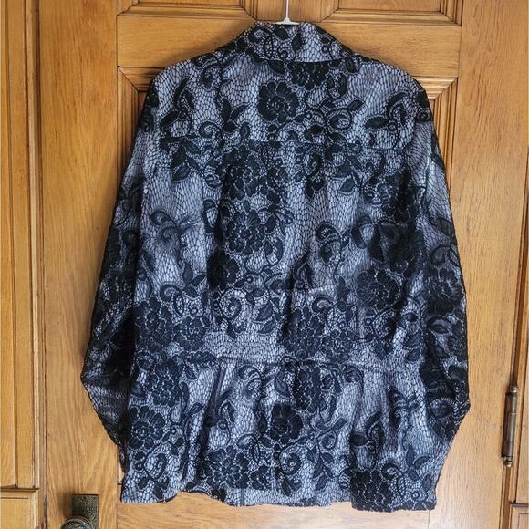 Laura Ashley Silver with Black Lace Overlay Jacket Blazer Plus Size 3X - Picture 2 of 11